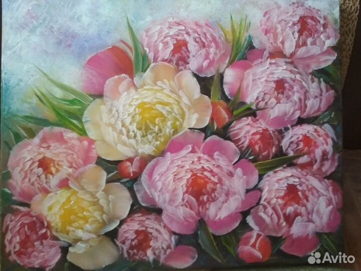 Картина маслом Пионы