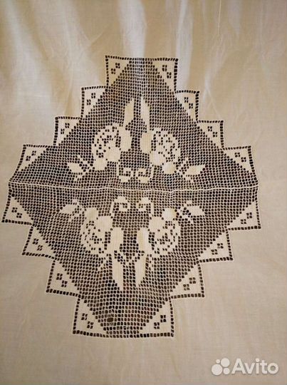 Антикварная скатерть ручной работы из тонкого льна