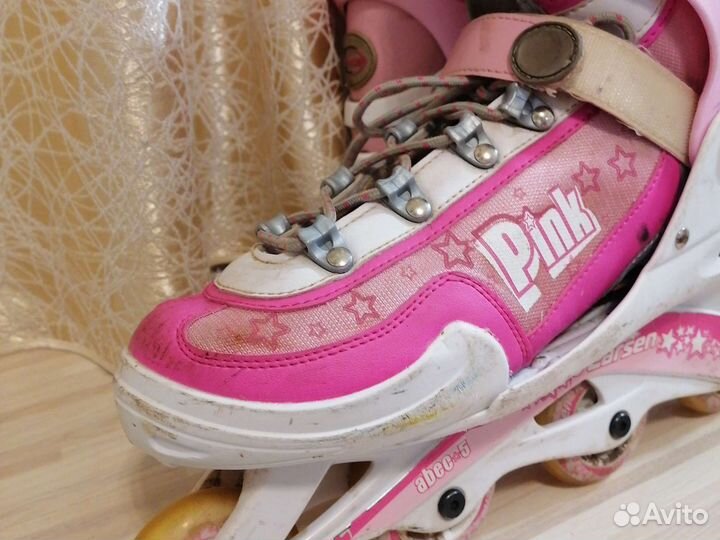 Ролики Larsen 36-41 розовые раздвижные детские