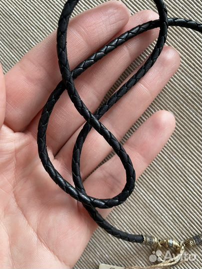 Кожаный гайтан шнурок для крестика с переходником