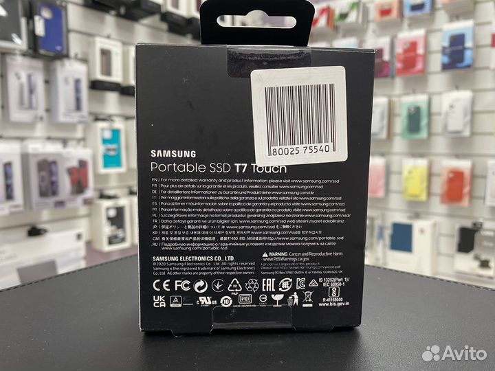 Портативный SSD Samsung T7 Touch USB 3.2 1Tb новый