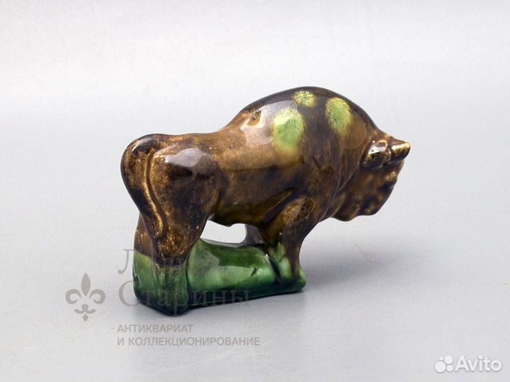 Фаянсовая фигурка СССР «Зубр», зик Конаково