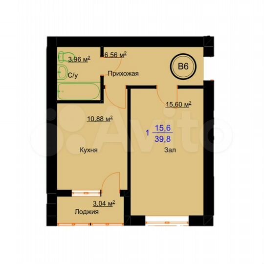 1-к. квартира, 39,8 м², 7/8 эт.