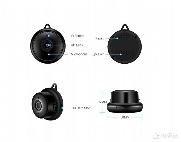 HD 1080 Wi fi Мини видеокамера день/ночь