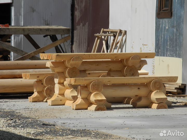 Сруб стола из оцилиндрованного бревна для Бани