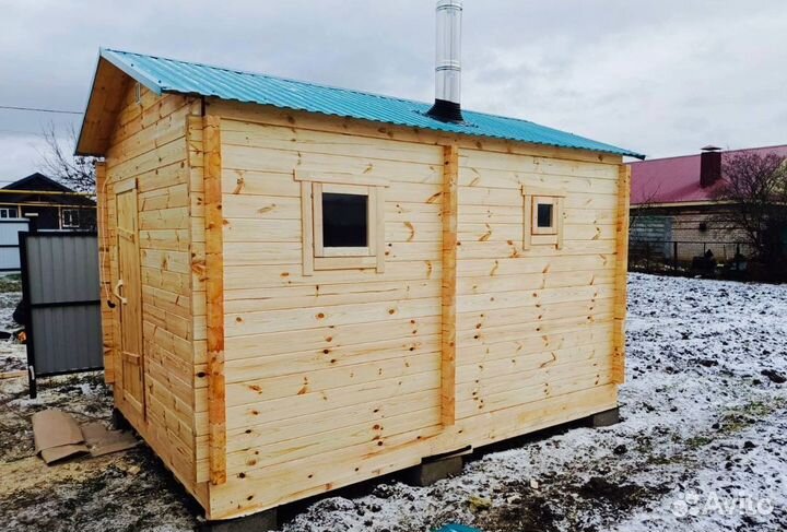 Баня из мини бруса с установкой 2*5 метра