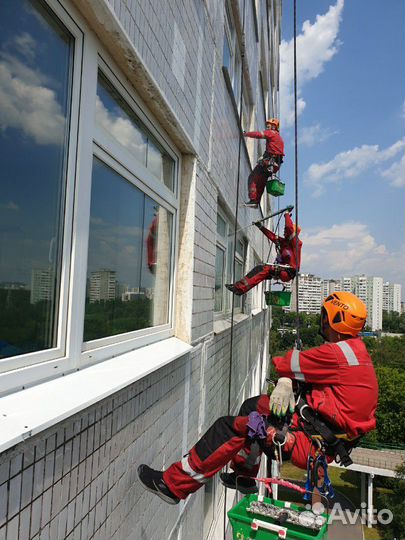 Промышленный альпинизм мойка, подъем груза