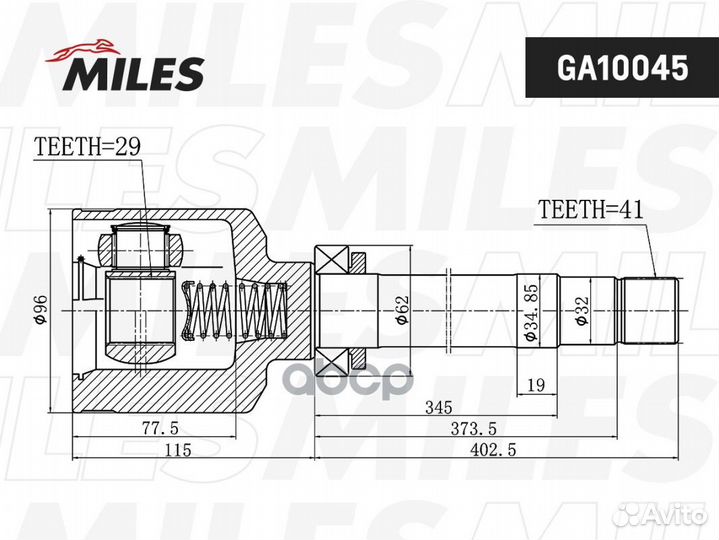 Шрус fiat ducato 244 (2002-06) / peugeot boxer