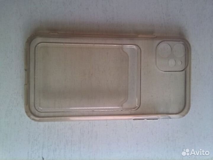 Бампер для iPhone прозрачный с карманом для карт