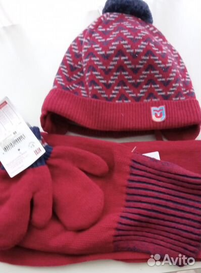 Комплект шапка,шарф,варежки 50-52см