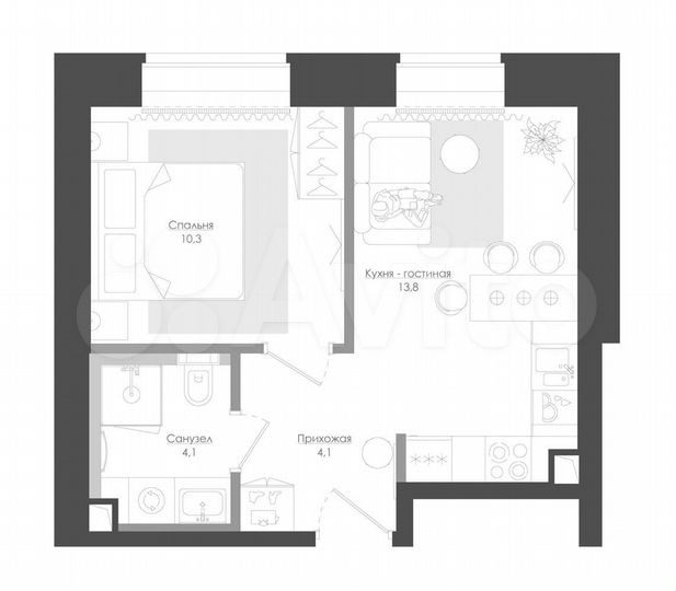 1-к. квартира, 34,9 м², 13/39 эт.