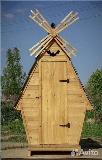 Дачный туалет деревянный прямоугольник UGQ