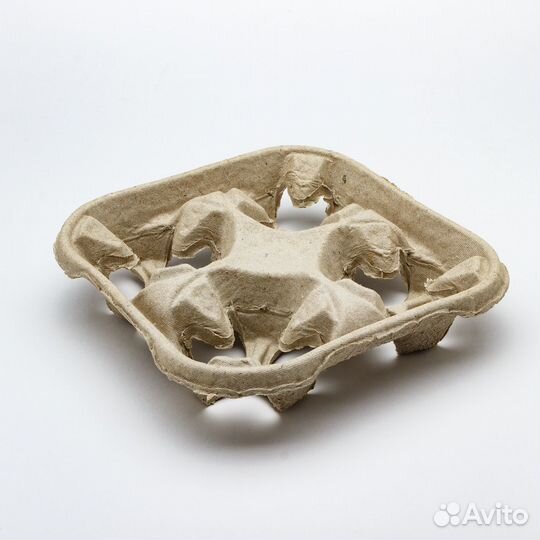 Подставка - переноска для 4 стаканов бурая