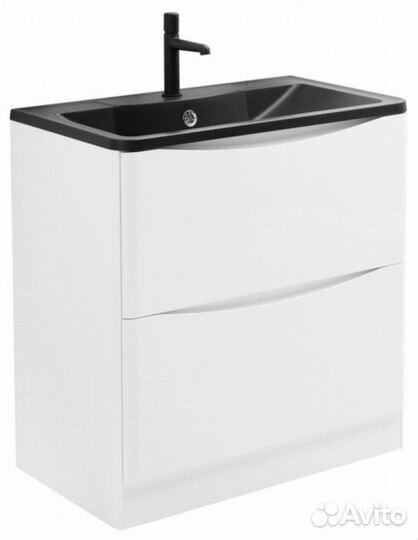 Тумба с черной раковиной BelBagno Acqua 100-PIA-B Bianco Lucido