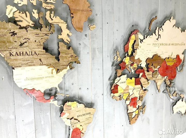 Декоративная карта Мира с подсветкой