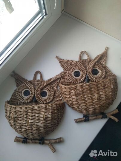 Сова ключница из бумажной лозы