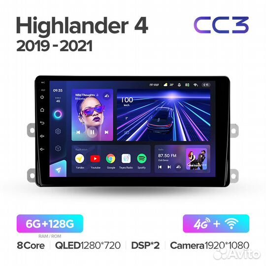 Магнитола Teyes CC3 6/128 Toyota Highlander