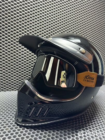 Мотошлем ретро винтажный с очками новый Voss шлем