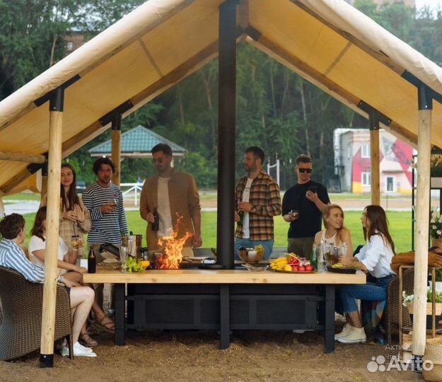 Гриль-стол Эльбрус джентельмены 2400х1200 лиственн