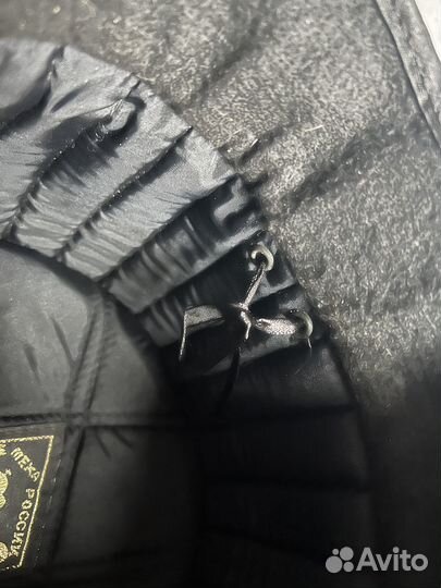 Норковая шапка, ушанка,черная кожаная Слово пацана