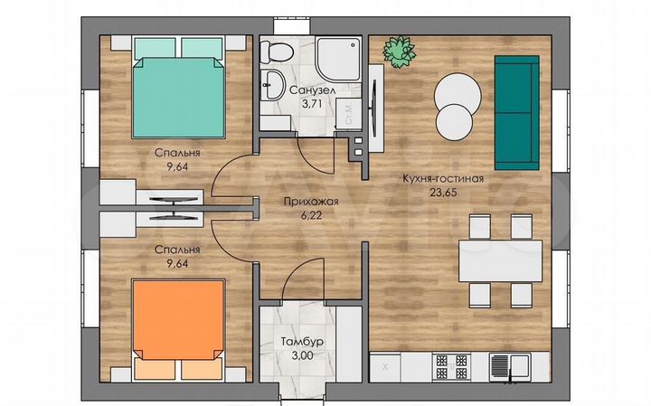 Коттедж 60 м² на участке 8 сот.