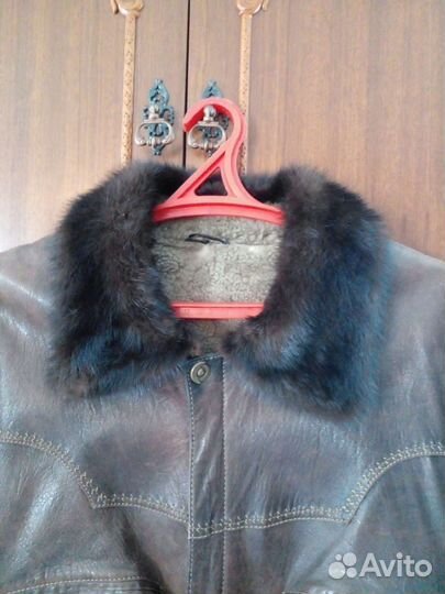 Кожаная зимняя куртка на овчине