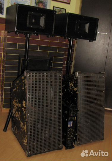 Колонки FA 2100W 4шт Рупоры Сабы Усилитель Штативы