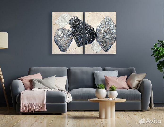 Модульные картины абстракция в интерьер. Диптих