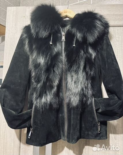 Куртка замшевая натуральная дубленка 44