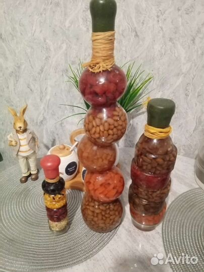 Декоративные бутылки с овощами комплект
