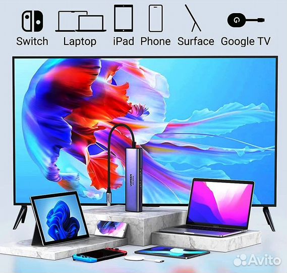 USB хаб 9-in-1 Ugreen USB-C Hub 4K/60, USB 3.0/3.1