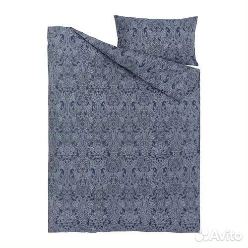 Пододеяльник и наволочка, темно-синий / белый IKEA