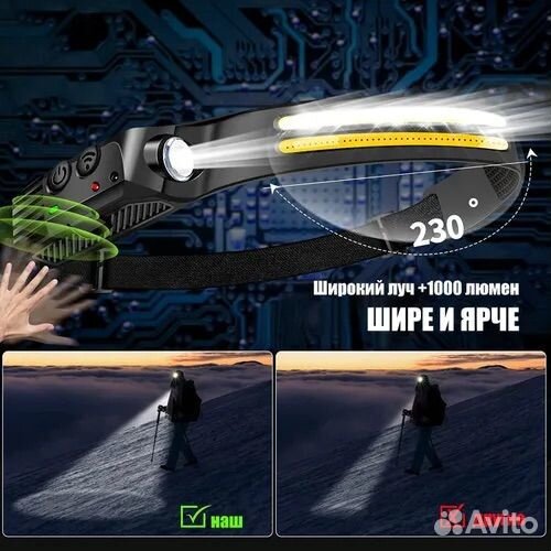 Налобный фонарь датчиком