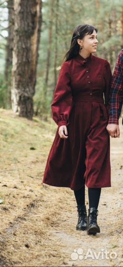 Платье вельветовое миди 42 44 бордовое xs-s
