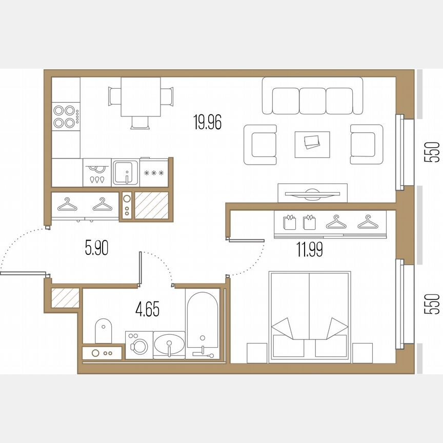 1-к. квартира, 42,5 м², 6/10 эт.