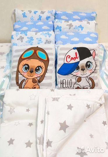 Новые бортики в кровать, одеяло, простынь