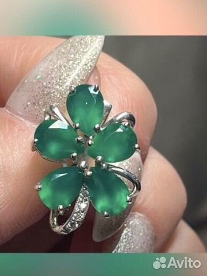 Серьги серебро с агатом зеленым