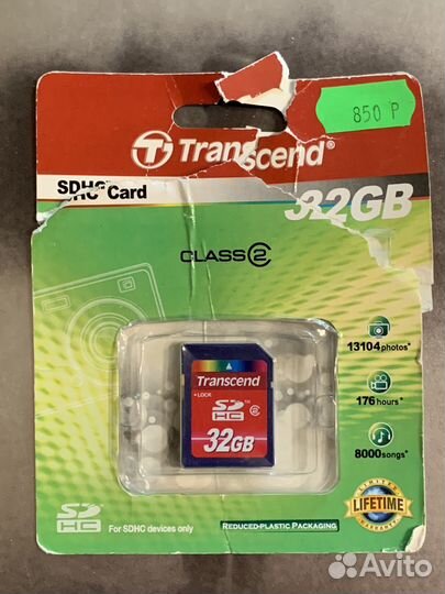 Карта памяти sdhc Transcend sd 32gb новая