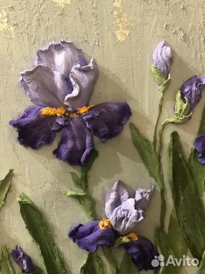 Картина «ирисы» скульптурная