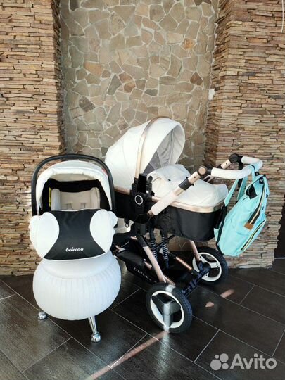 Коляска Белеко 2 в1и 3 в1 экокожа белая