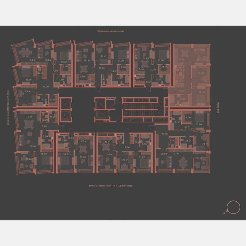 2-к. квартира, 82,9 м², 12/32 эт.