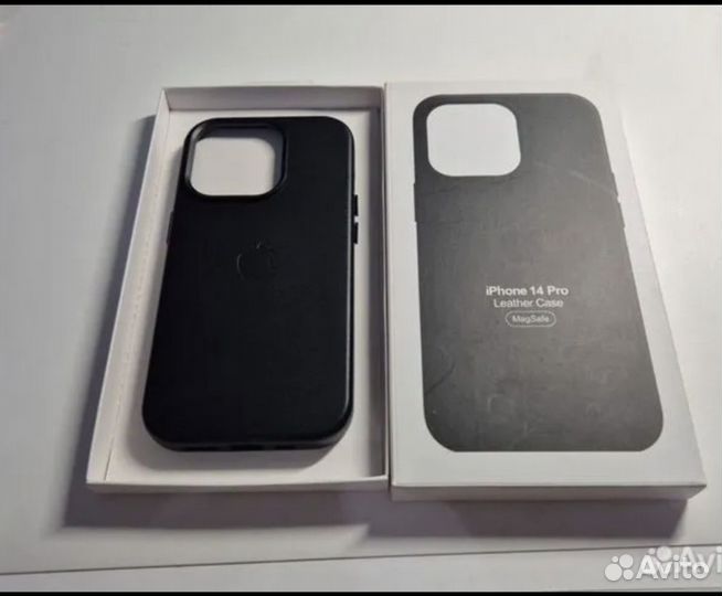 Чехол на iPhone 14 pro черный экокожа реплика