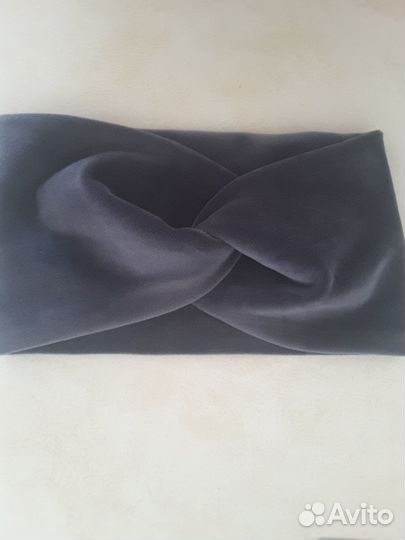 Повязка на голову(56-58) серая.Иск.бархат
