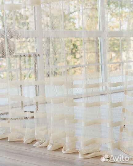 Тюль фрида айвори готовый на окна пошив