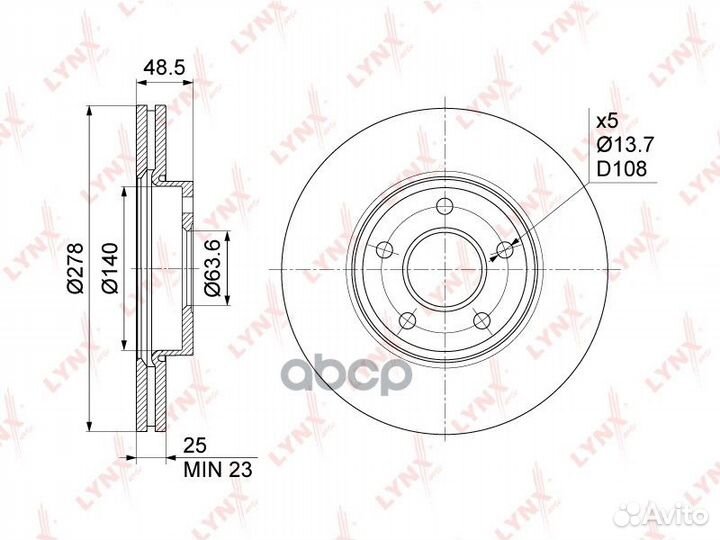 Диск тормозной перед BN1024 lynxauto