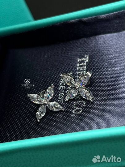 Tiffany Co Серебряные Серьги Цирконы