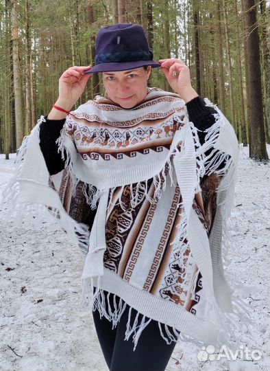 Накидка перуанская шаль из шерсти альпака Перу руа