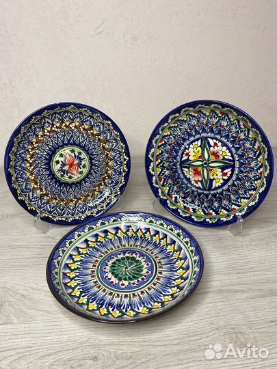 Лт1625с (25см.) Тарелка порционная с синей каймой