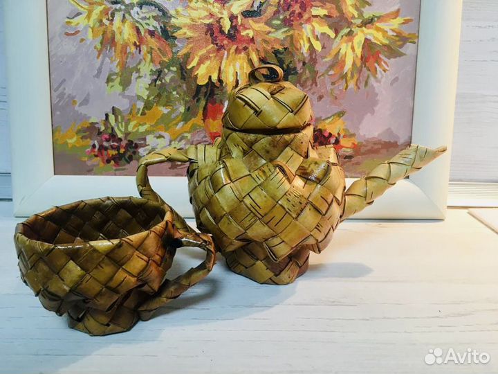 Набор декоративной посуды из бересты