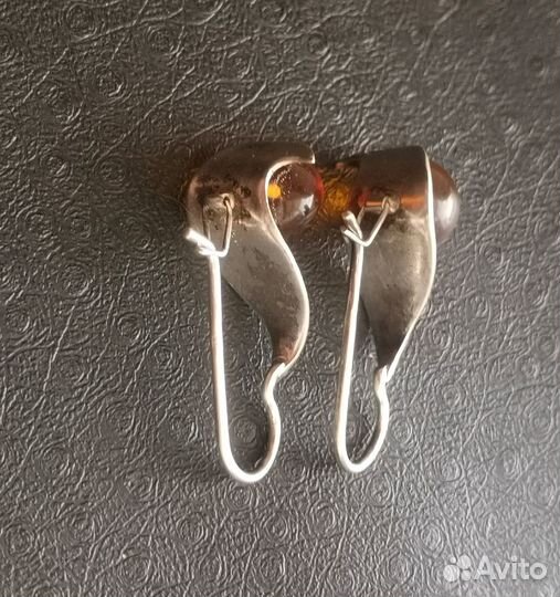 Серьги серебро янтарь СССР